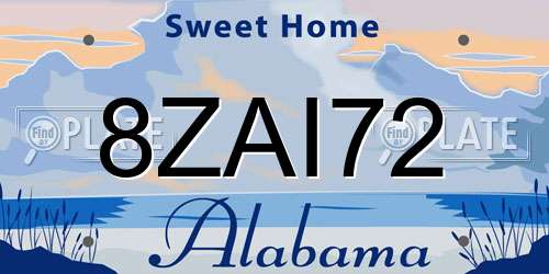 8ZAI72 Alabama License Plate