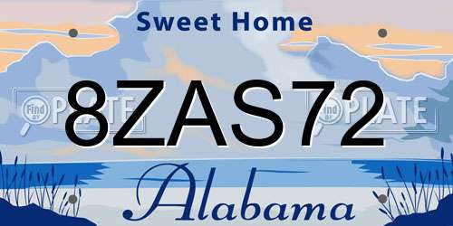 8ZAS72 Alabama License Plate