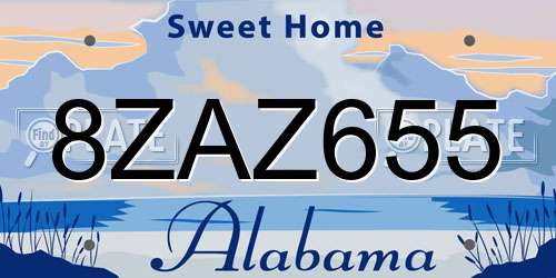 8ZAZ655 Alabama License Plate