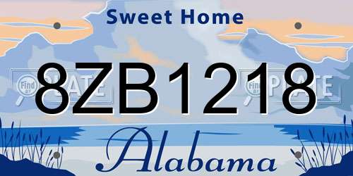 8ZB1218 Alabama License Plate