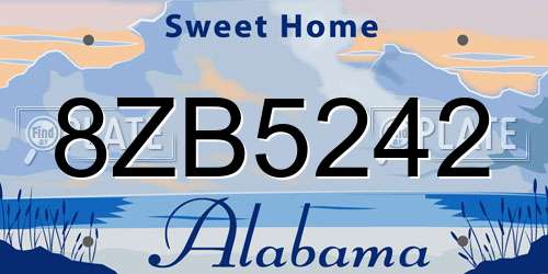 8ZB5242 Alabama License Plate