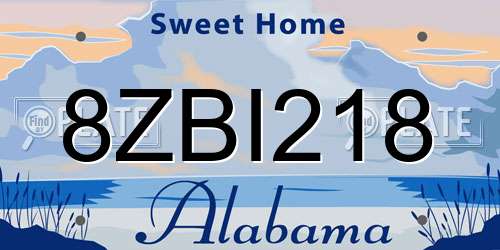 8ZBI218 Alabama License Plate