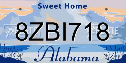 8ZBI718 Alabama License Plate
