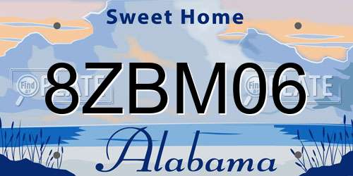 8ZBM06 Alabama License Plate