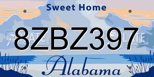 8ZBZ397 Alabama License Plate