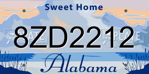 8ZD2212 Alabama License Plate