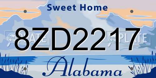 8ZD2217 Alabama License Plate