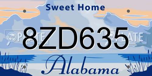 8ZD635 Alabama License Plate