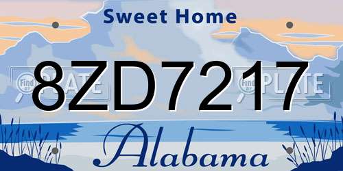 8ZD7217 Alabama License Plate