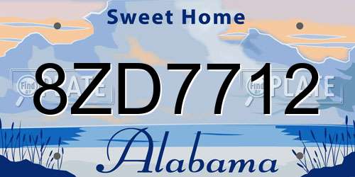 8ZD7712 Alabama License Plate