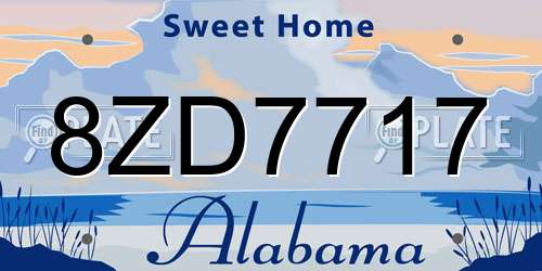 8ZD7717 Alabama License Plate