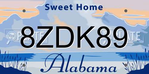 8ZDK89 Alabama License Plate
