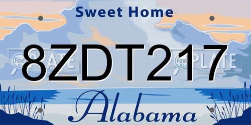 8ZDT217 Alabama License Plate