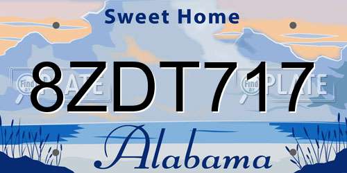 8ZDT717 Alabama License Plate