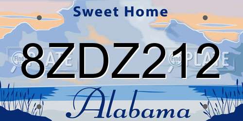 8ZDZ212 Alabama License Plate