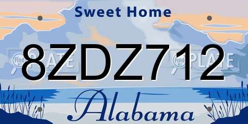 8ZDZ712 Alabama License Plate