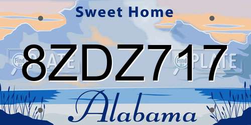 8ZDZ717 Alabama License Plate
