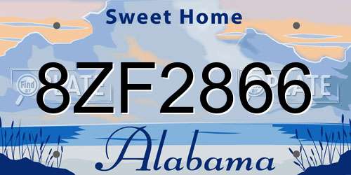 8ZF2866 Alabama License Plate
