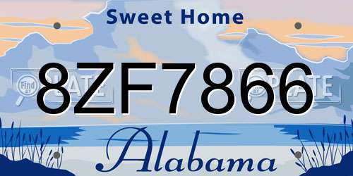 8ZF7866 Alabama License Plate