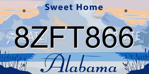 8ZFT866 Alabama License Plate