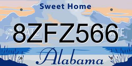 8ZFZ566 Alabama License Plate