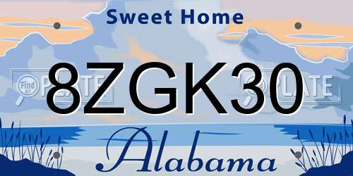 8ZGK30 Alabama License Plate