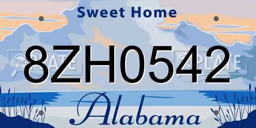 8ZH0542 Alabama License Plate
