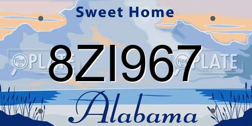 8ZI967 Alabama License Plate