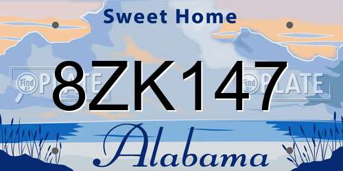 8ZK147 Alabama License Plate