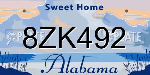8ZK492 Alabama License Plate
