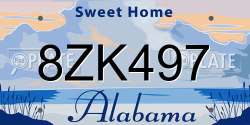 8ZK497 Alabama License Plate