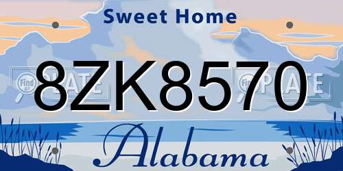 8ZK8570 Alabama License Plate