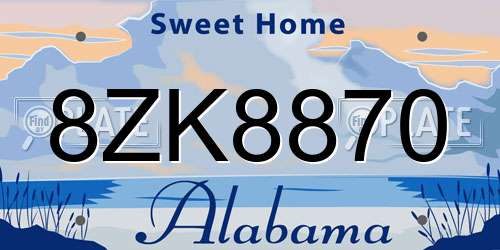 8ZK8870 Alabama License Plate