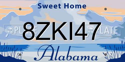 8ZKI47 Alabama License Plate