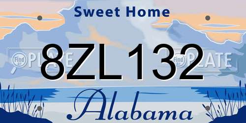 8ZL132 Alabama License Plate