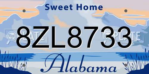 8ZL8733 Alabama License Plate
