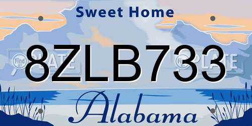 8ZLB733 Alabama License Plate
