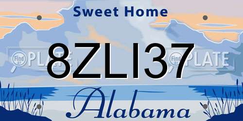 8ZLI37 Alabama License Plate