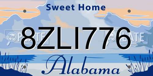 8ZLI776 Alabama License Plate
