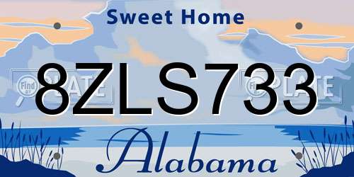 8ZLS733 Alabama License Plate