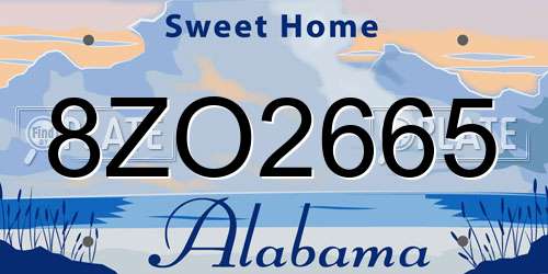 8ZO2665 Alabama License Plate