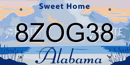 8ZOG38 Alabama License Plate