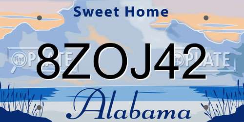 8ZOJ42 Alabama License Plate