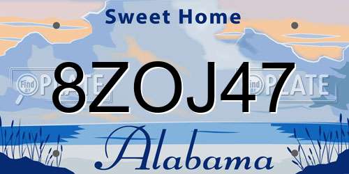 8ZOJ47 Alabama License Plate