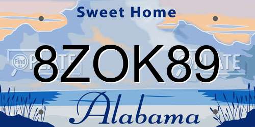 8ZOK89 Alabama License Plate