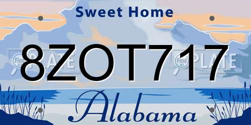 8ZOT717 Alabama License Plate