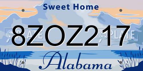 8ZOZ217 Alabama License Plate