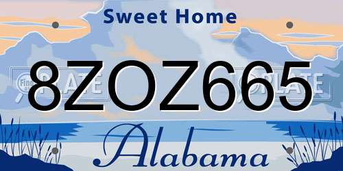 8ZOZ665 Alabama License Plate