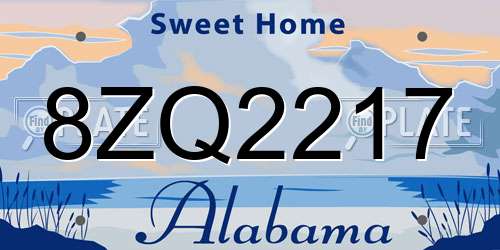 8ZQ2217 Alabama License Plate