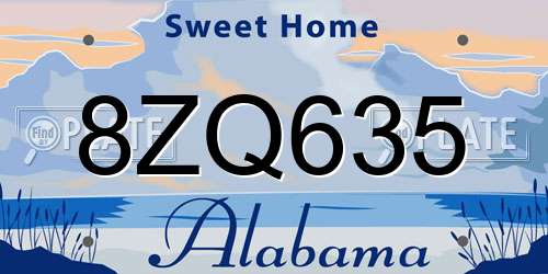 8ZQ635 Alabama License Plate